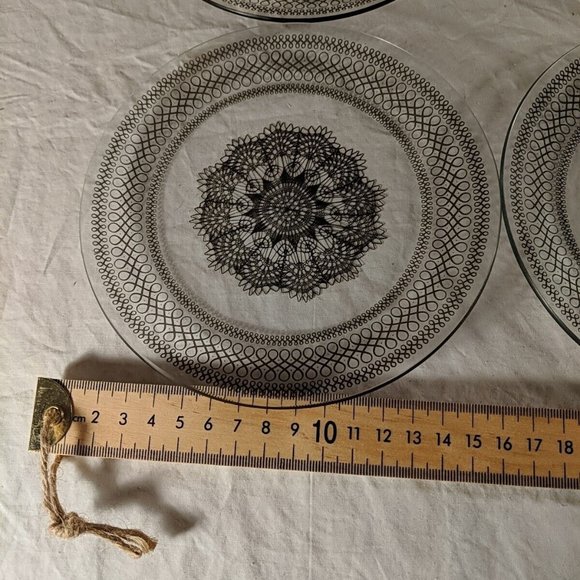 1951 Chance Glass Serving Plate and 6 dessert plates, set of 7 Black Lace - Picture 4 of 13